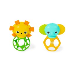 Lot de 2 hochets Oball Lion et Elephant