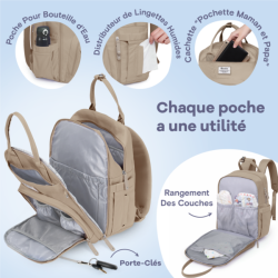 Sac à dos à langer avec pochette de change amovible