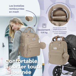 Sac à dos à langer avec pochette de change amovible