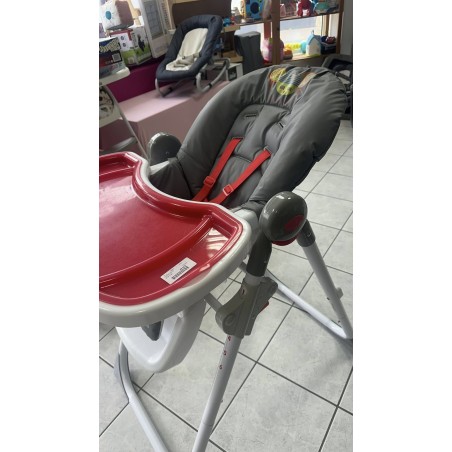 Chaise haute inclinable rouge grise