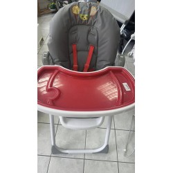Chaise haute inclinable rouge grise