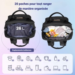Sac à dos à langer avec pochette de change amovible