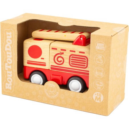 Jeu camion de pompier bois sonore