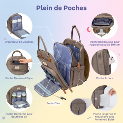 Sac à dos à langer avec pochette de change amovible
