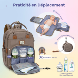 Sac à dos à langer avec pochette de change amovible