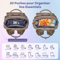 Sac à dos à langer avec pochette de change amovible