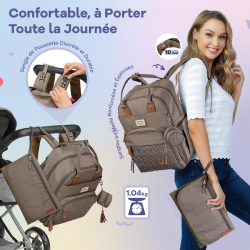 Sac à dos à langer avec pochette de change amovible