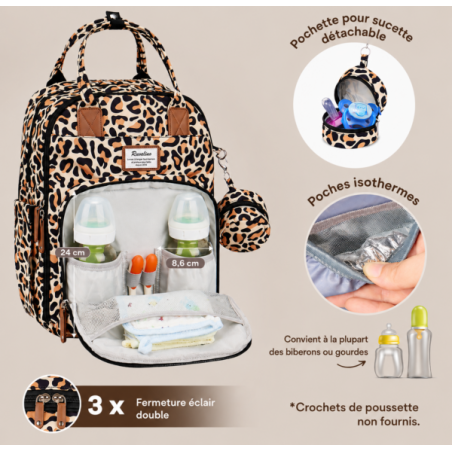 Sac à dos à langer avec pochette de change amovible