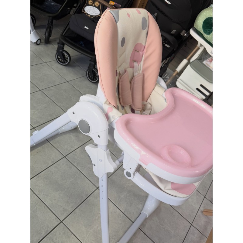 Chaise haute inclinable rose